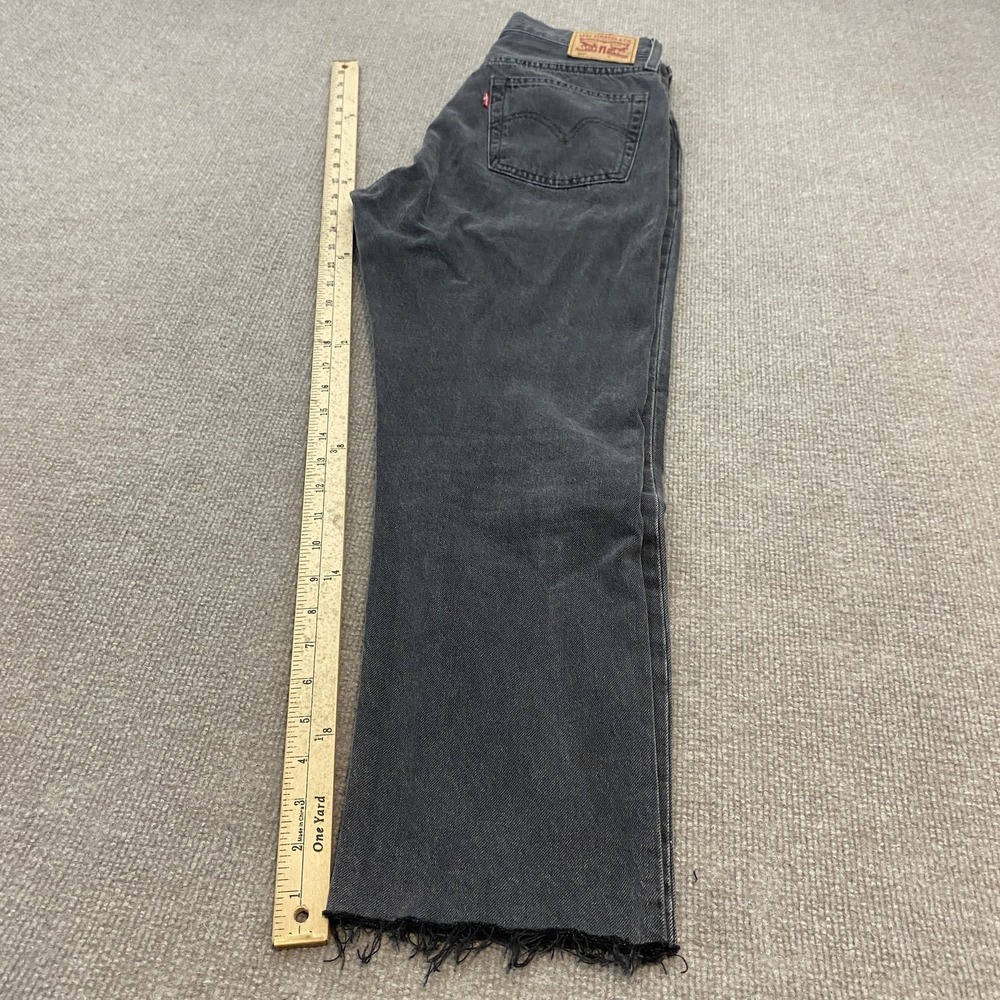 Levis 501 Jeans Womens 28 Gray Charcoal Wash Straight Distressed Denim Pants - Picture 9 of 12